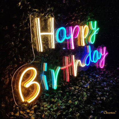 Mini Happy Birthday Neon Sign Light | 12" x 24"