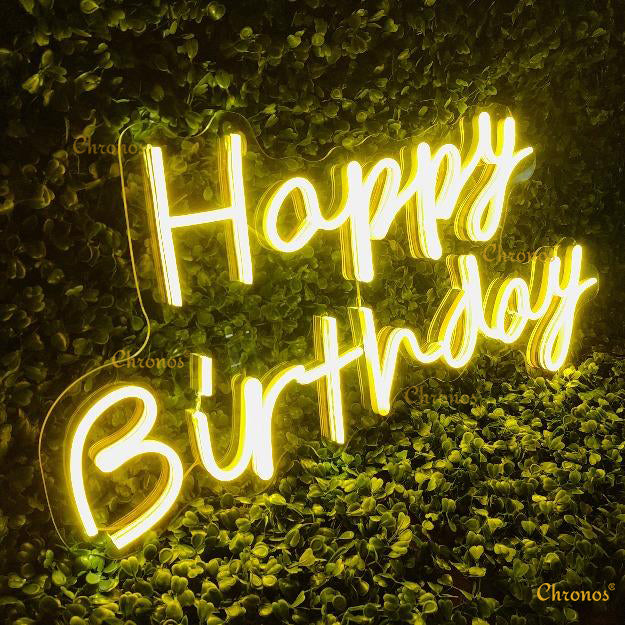 Mini Happy Birthday Neon Sign Light | 12" x 24"