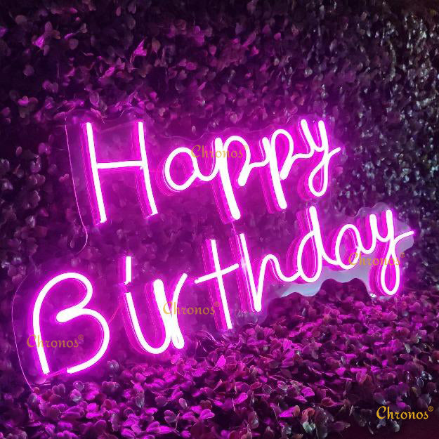 Mini Happy Birthday Neon Sign Light | 12" x 24"