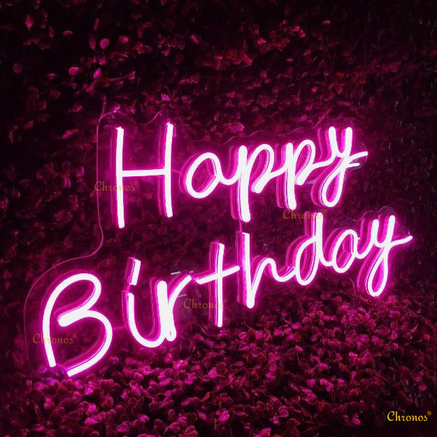 Mini Happy Birthday Neon Sign Light | 12" x 24"