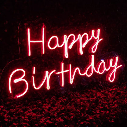 Mini Happy Birthday Neon Sign Light | 12" x 24"