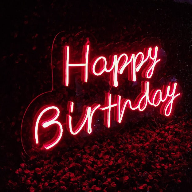 Mini Happy Birthday Neon Sign Light | 12" x 24"