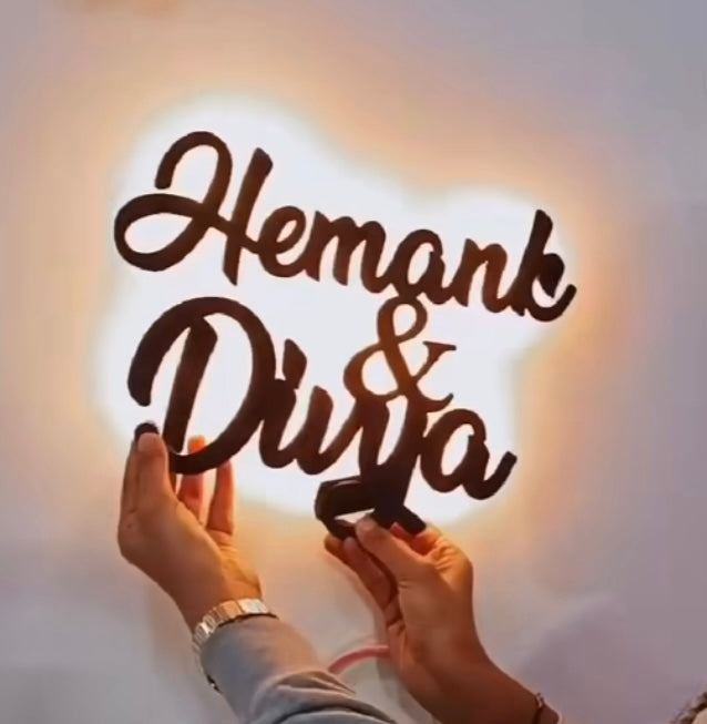 Wireless LED Wooden couple Frame