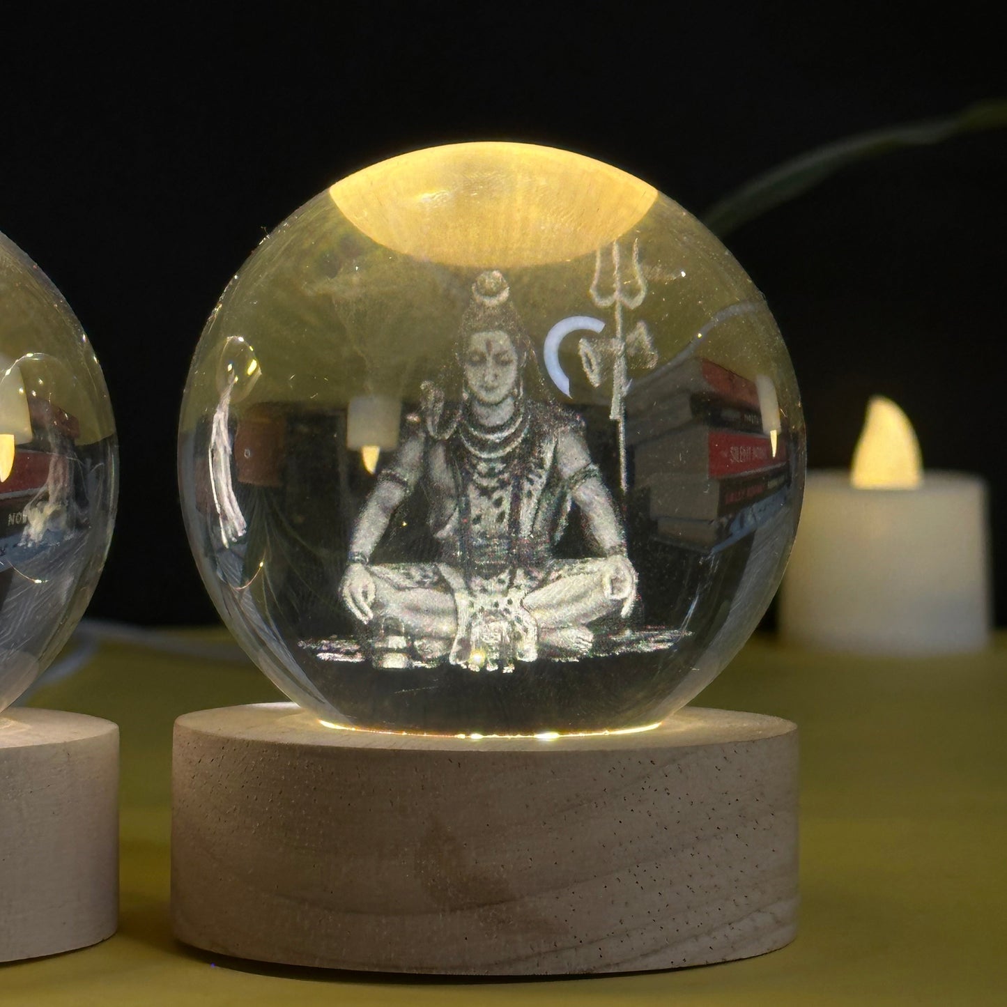 Shiv Shankar Mahadev Lamp 3D Crystal Ball Lamp