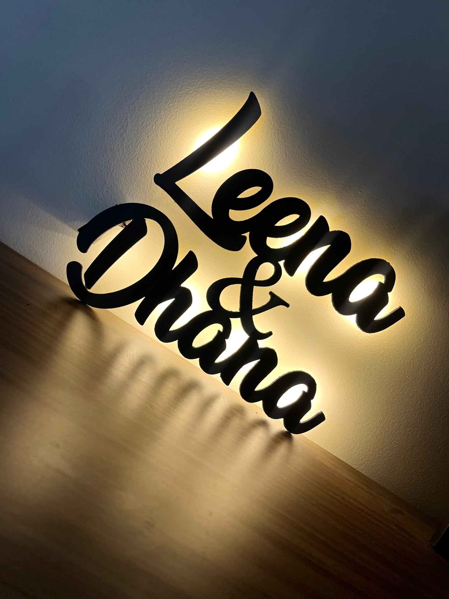 Wireless LED Wooden couple Frame