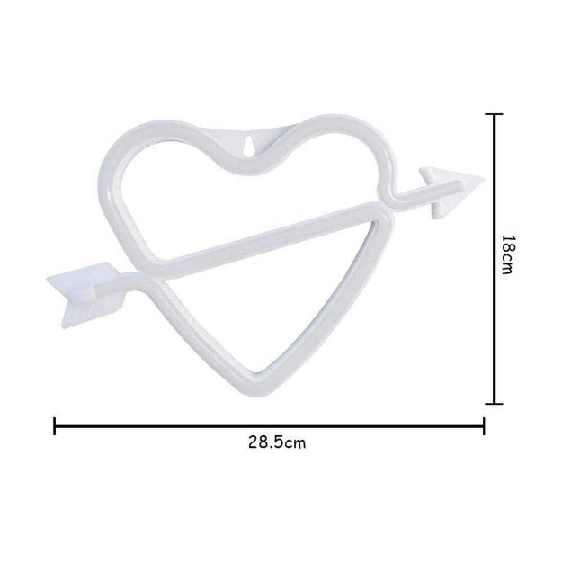 Cupid Heart Neon Sign Light | Battery & USB Operated