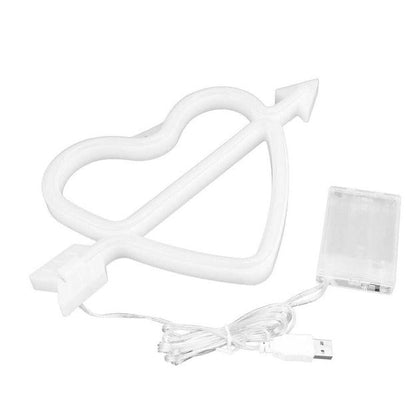 Cupid Heart Neon Sign Light | Battery & USB Operated