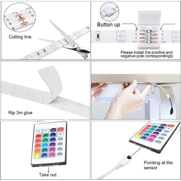 LED Strip Light RGB Multicolor 5050 | 16 Color 24 Key Remote Control