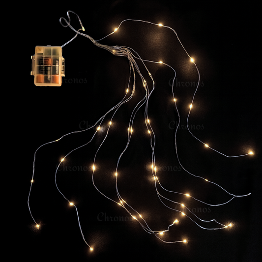 Copper Wire Fairy LED Lights with Waterfall Effect | Battery Operated | 8 Function Remote Control | Warm Warm