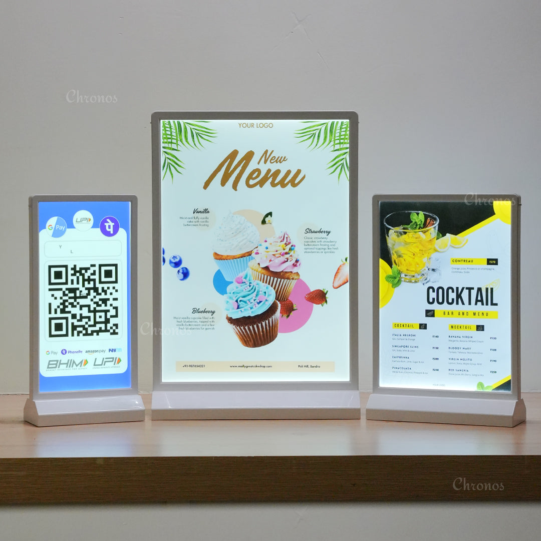 Rechargeable Dual-Sided LED Light Box | Tabletop Sign Board for Restaurants, Bars & Retail Stores – A4/A5/A6, White