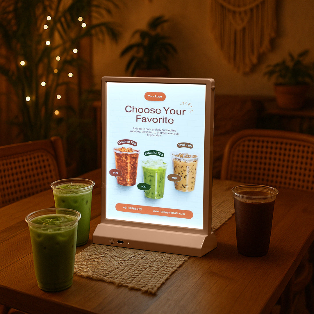 Rechargeable Dual-Sided LED Light Box | Tabletop Sign Board for Restaurants, Bars & Retail Stores – A4/A5/A6, White