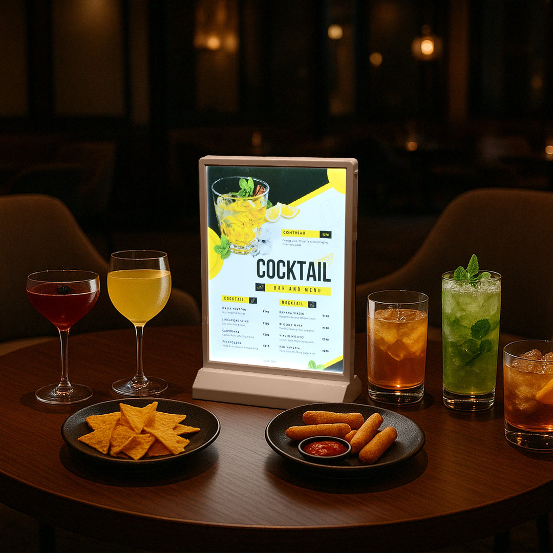 Rechargeable Dual-Sided LED Light Box | Tabletop Sign Board for Restaurants, Bars & Retail Stores – A4/A5/A6, White