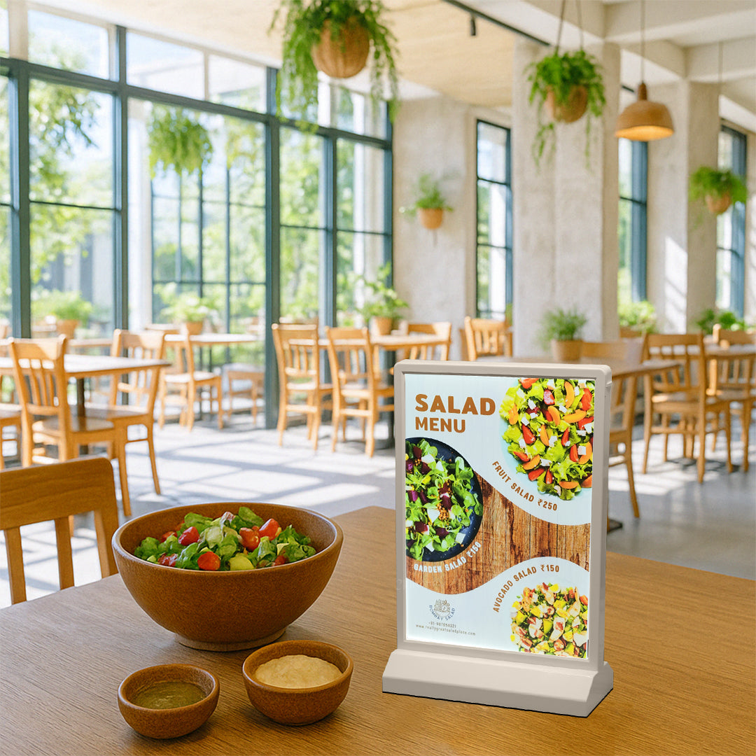 Rechargeable Dual-Sided LED Light Box | Tabletop Sign Board for Restaurants, Bars & Retail Stores – A4/A5/A6, White