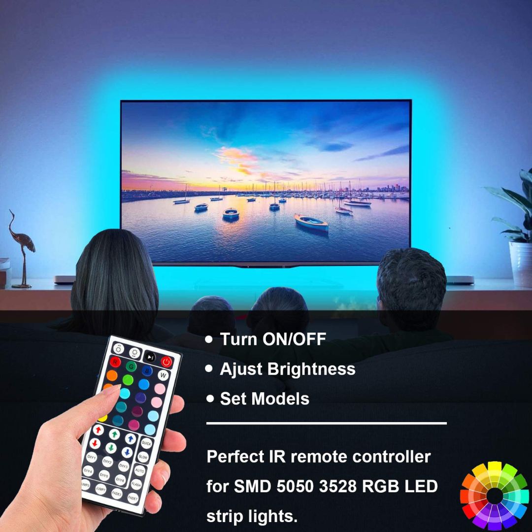 Mini RGB LED Strip Light Controller with 44 Keys IR Remote Controller