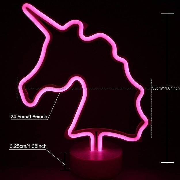 Unicorn Neon Sign Table Lamp | Battery & USB Operated