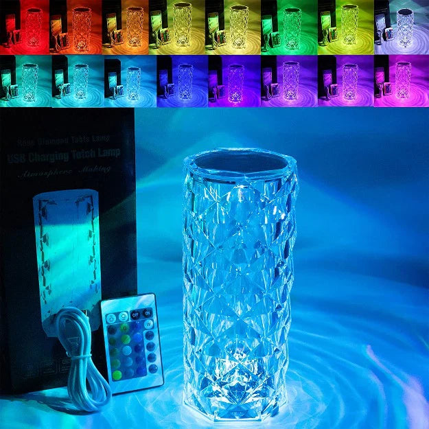 Rose Crystal Reflection Portable LED Table Lamp