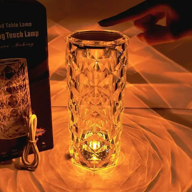Rose Crystal Reflection Portable LED Table Lamp