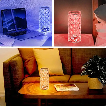 Rose Crystal Reflection Portable LED Table Lamp