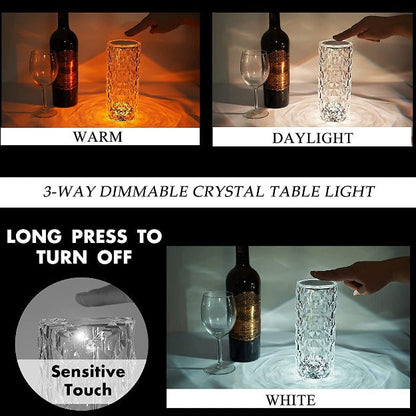 Rose Crystal Reflection Portable LED Table Lamp