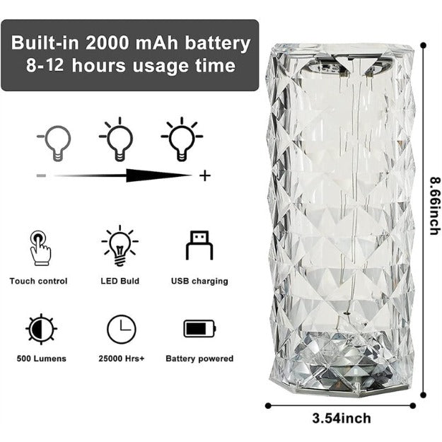 Rose Crystal Reflection Portable LED Table Lamp