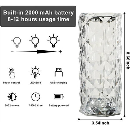 Rose Crystal Reflection Portable LED Table Lamp