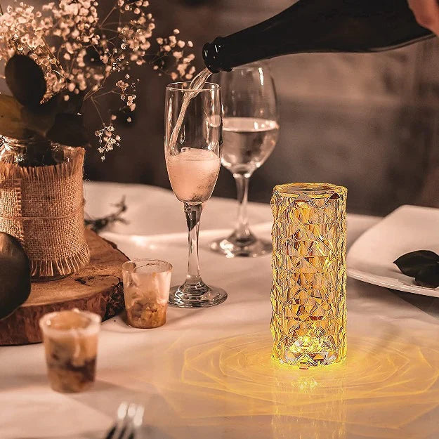 Rose Crystal Reflection Portable LED Table Lamp
