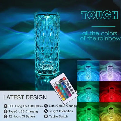 Rose Crystal Reflection Portable LED Table Lamp