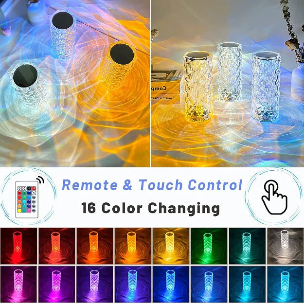 Rose Crystal Reflection Portable LED Table Lamp