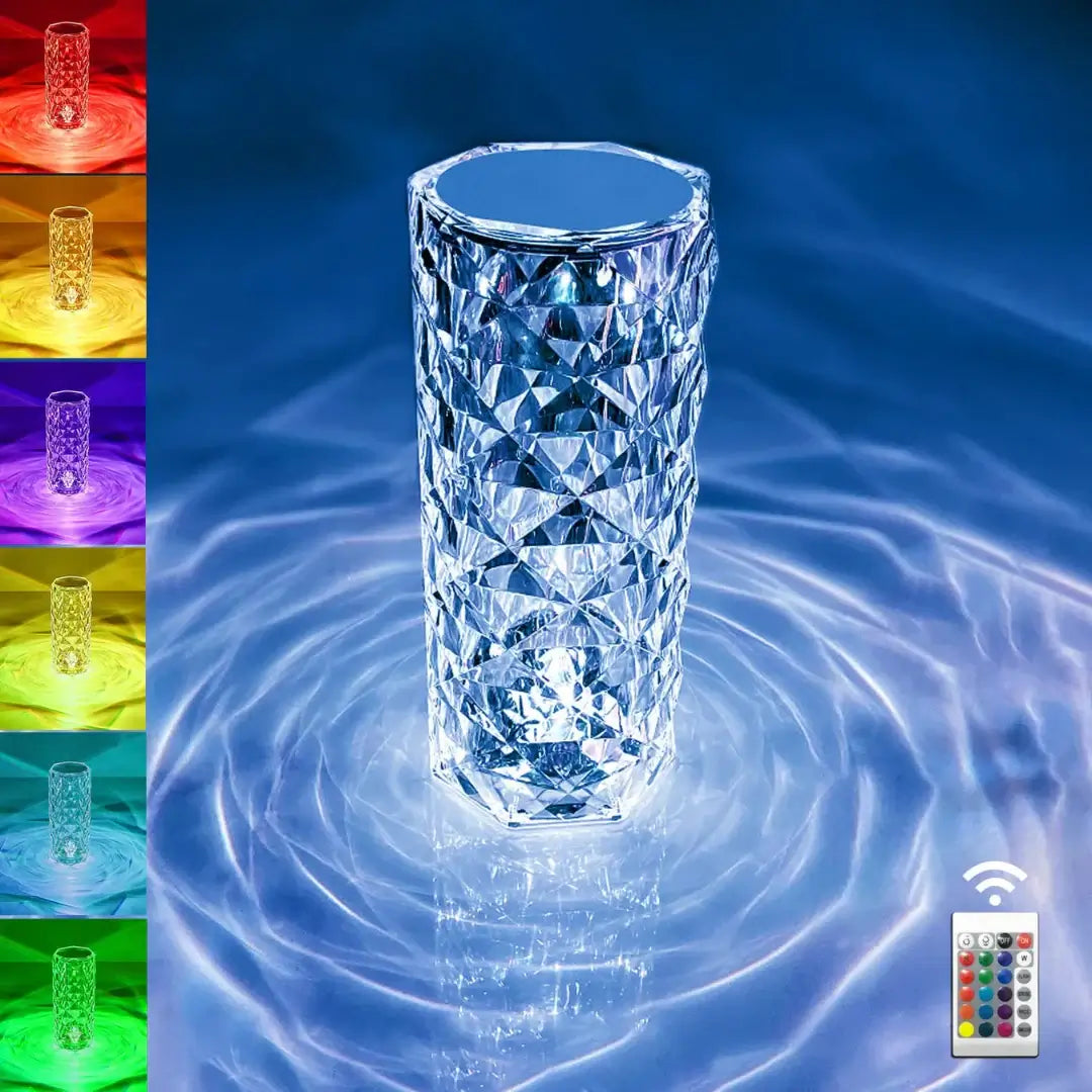 Rose Crystal Reflection Portable LED Table Lamp