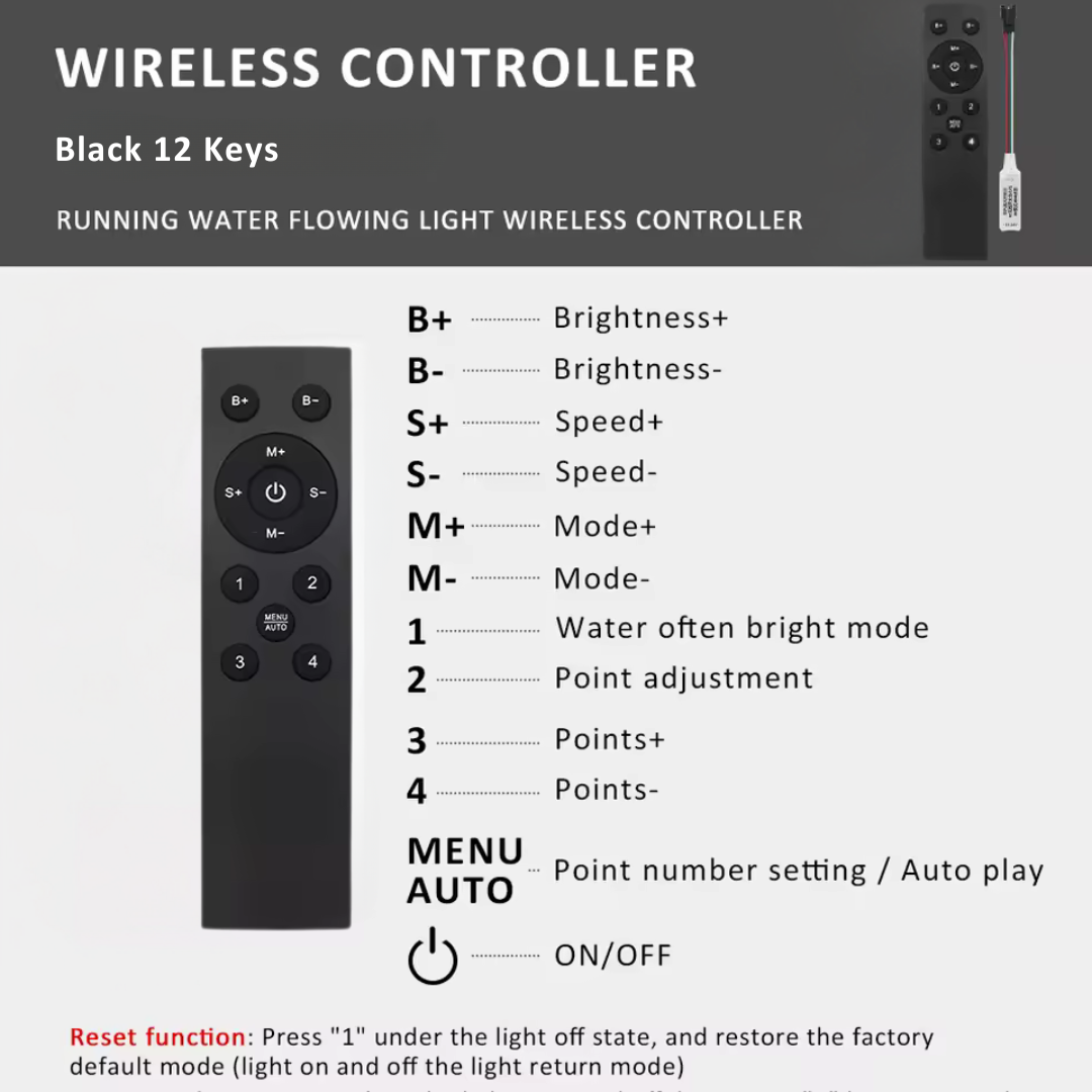 Running Strip Light Controller 12 Key Wireless RF Remote For 24V WS2811 LED Running Strip