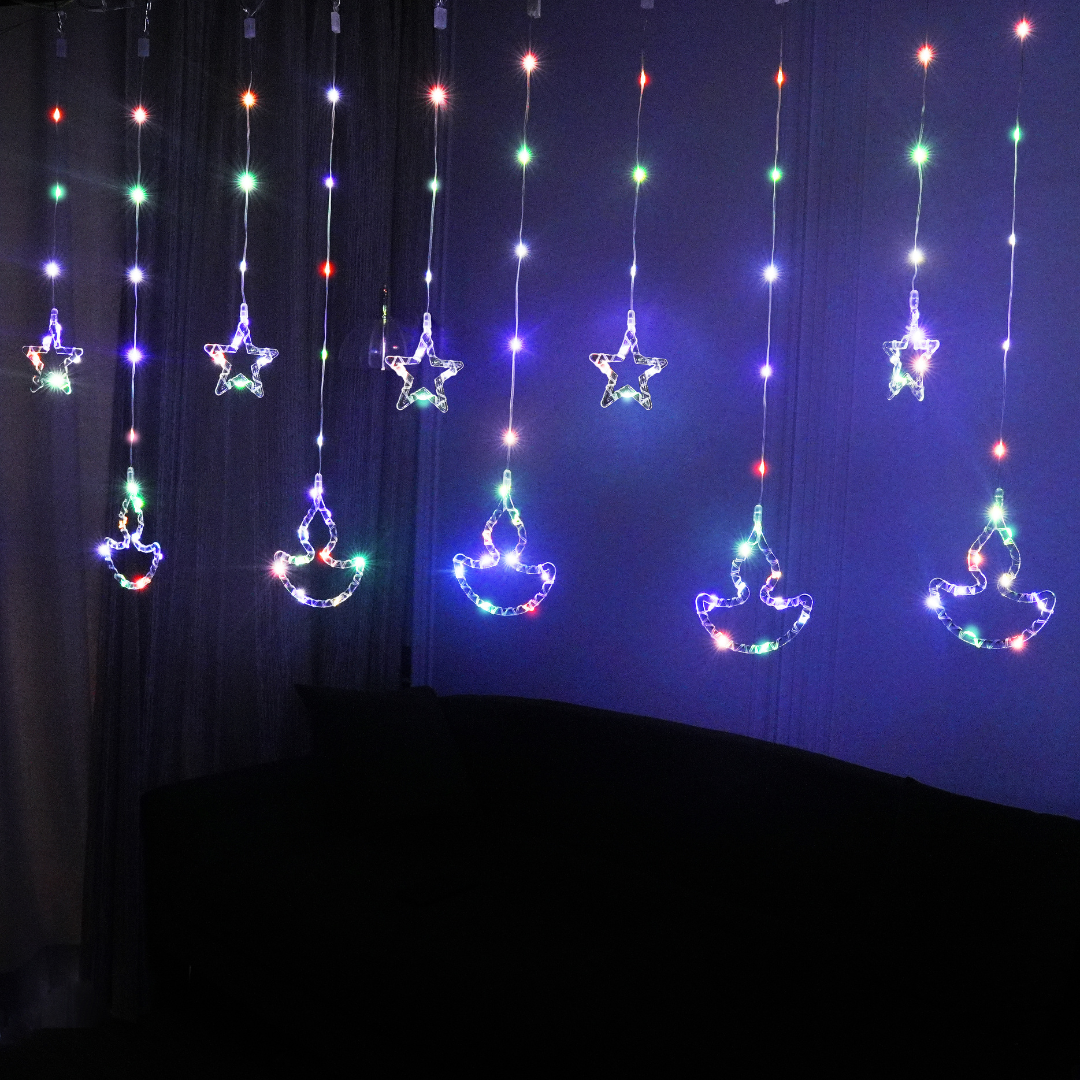 3 in 1 - Diya + Star Curtain Lights