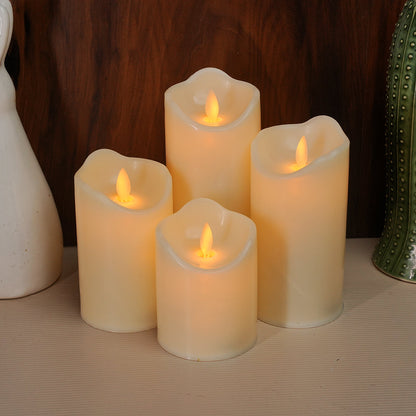 LED Moving Flame Pillar Candle - Smooth Ivory