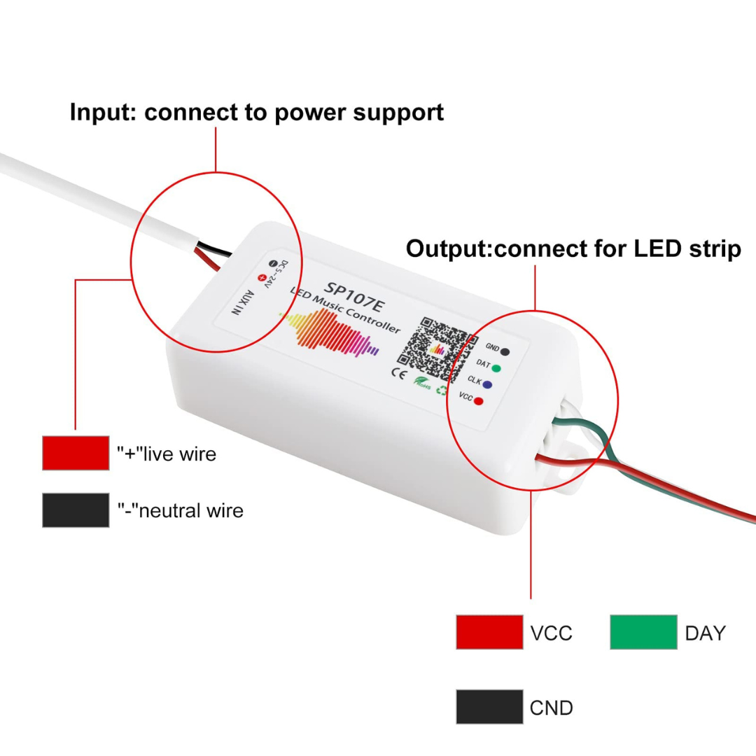 SP107E Music Bluetooth LED Pixel Strip Controller iOS/Android App Control