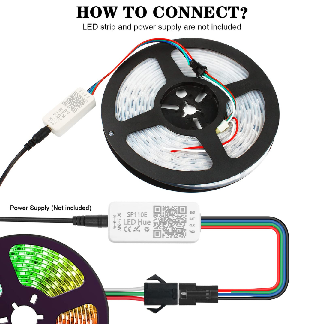 SP110E LED Hue Smart Bluetooth Wifi RGBIC LED Strip Pixel Controller