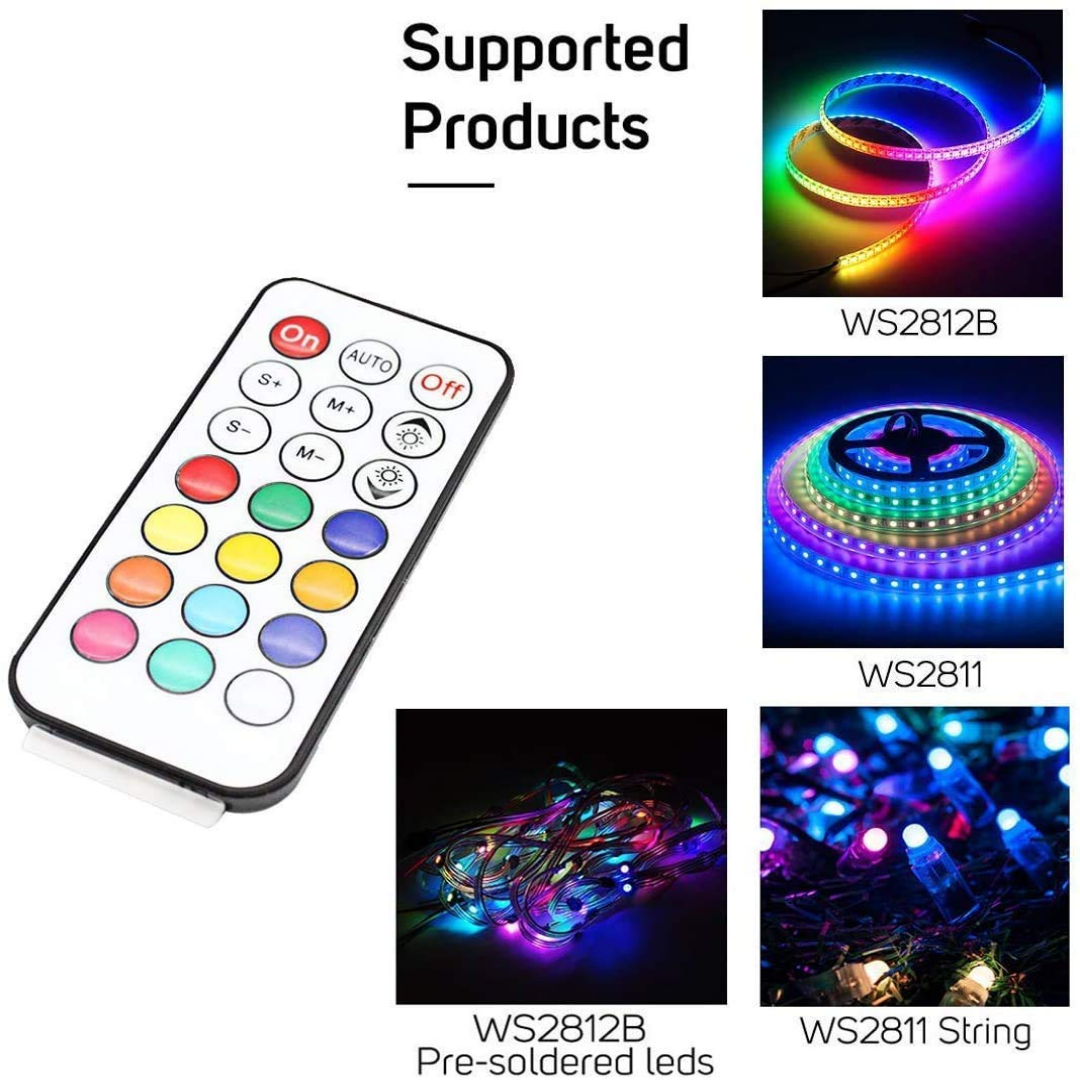 Mini RGBIC Strip Light Controller with 21 Key Remote Control