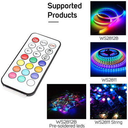 Mini RGBIC Strip Light Controller with 21 Key Remote Control