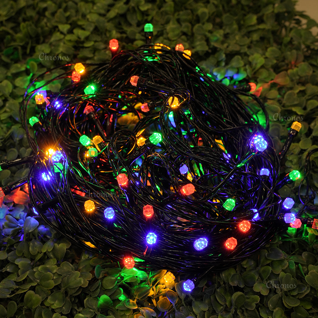 Black Wire Fancy LED Series String Lights | 8mm Multi LED