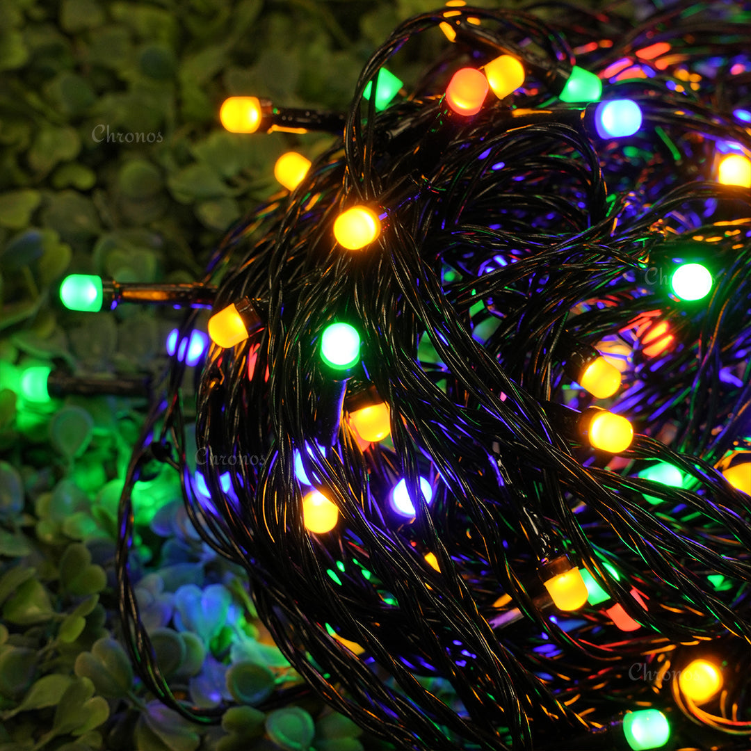 Black Wire Fancy LED Series String Lights | 8mm Multi LED