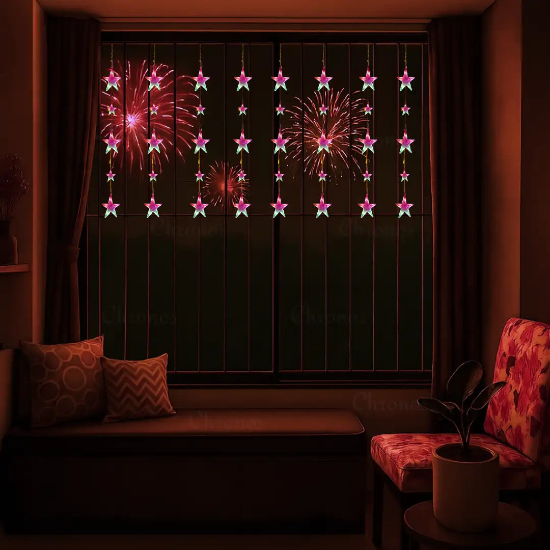Star Curtain String Lights | 40 Stars | Multi LED