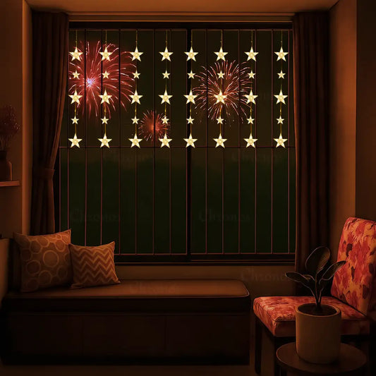 Star Curtain String Lights | 40 Stars | Warm White LED
