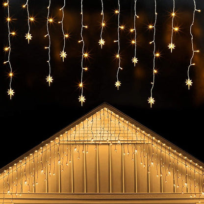 Star Icicle Curtain Lights | Warm White
