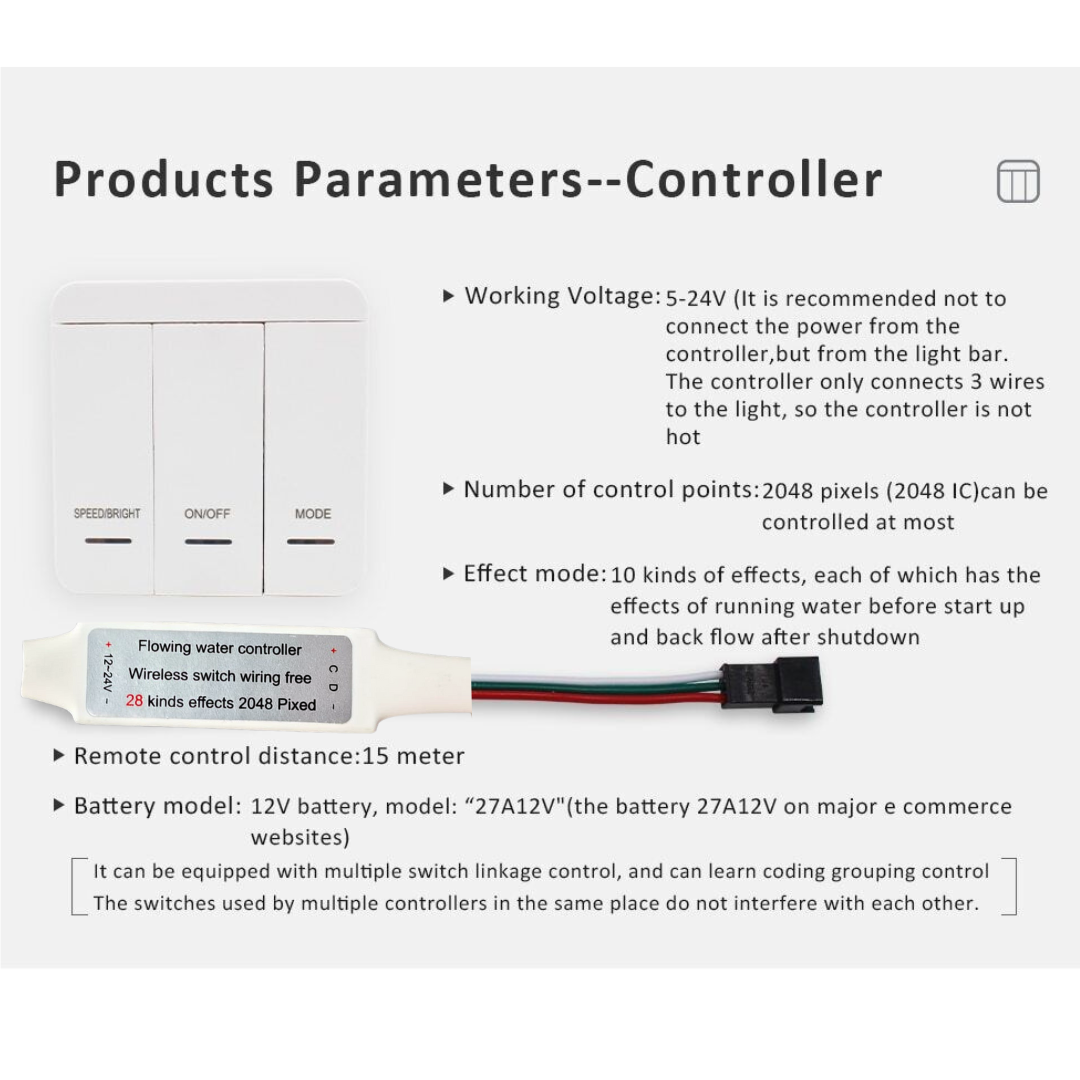 Running Flowing Water Wireless Controller for LED Running Strip Lights WS2811