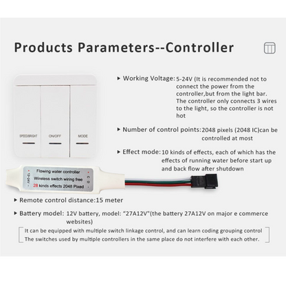 Running Flowing Water Wireless Controller for LED Running Strip Lights WS2811