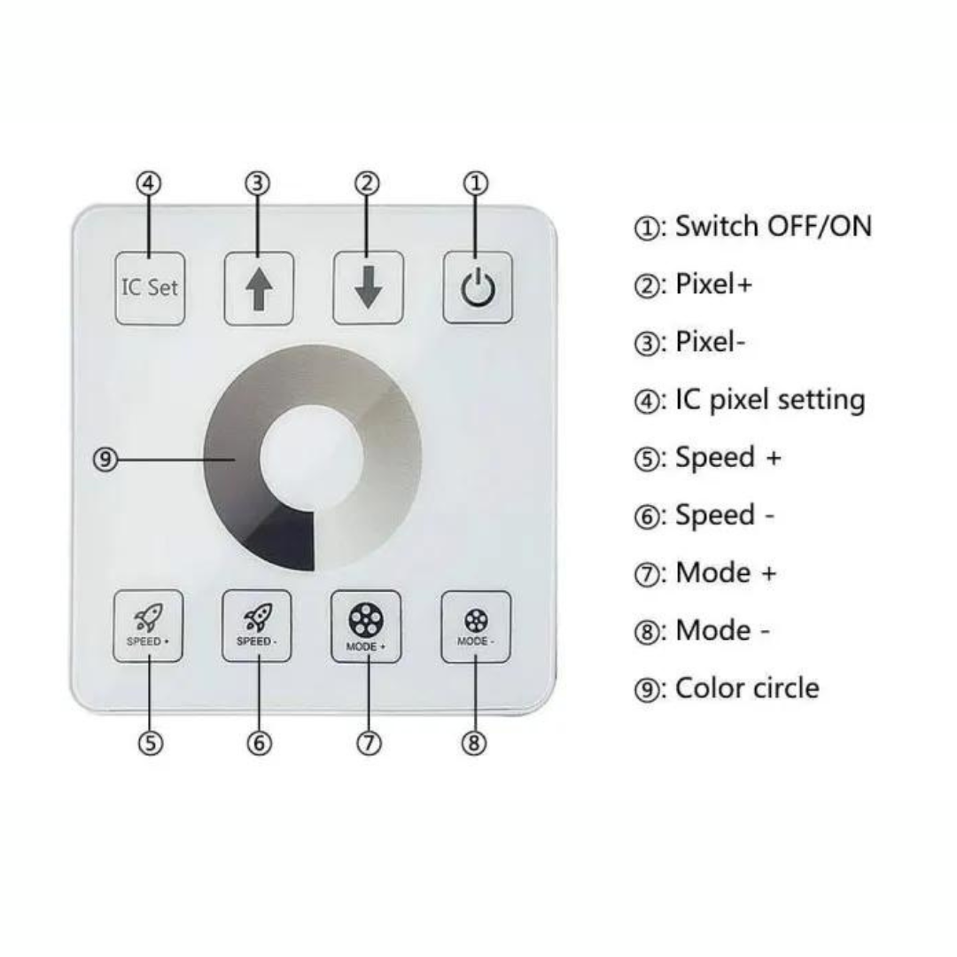 Running Flowing Water Wireless Controller with Touch Panel 8 Key for LED Running Strip Lights WS2811