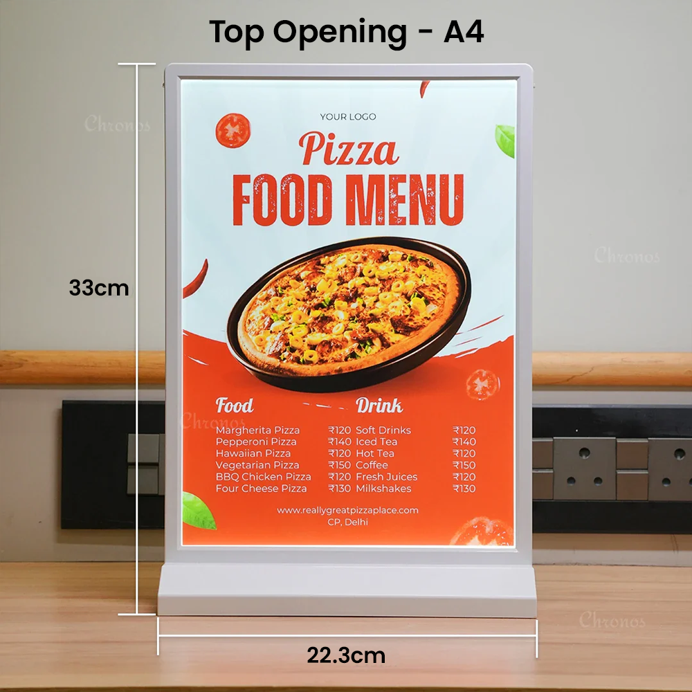 Rechargeable Dual-Sided LED Light Box | Tabletop Sign Board for Restaurants, Bars & Retail Stores – A4/A5/A6, White