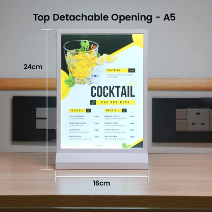 Rechargeable Dual-Sided LED Light Box | Tabletop Sign Board for Restaurants, Bars & Retail Stores – A4/A5/A6, White