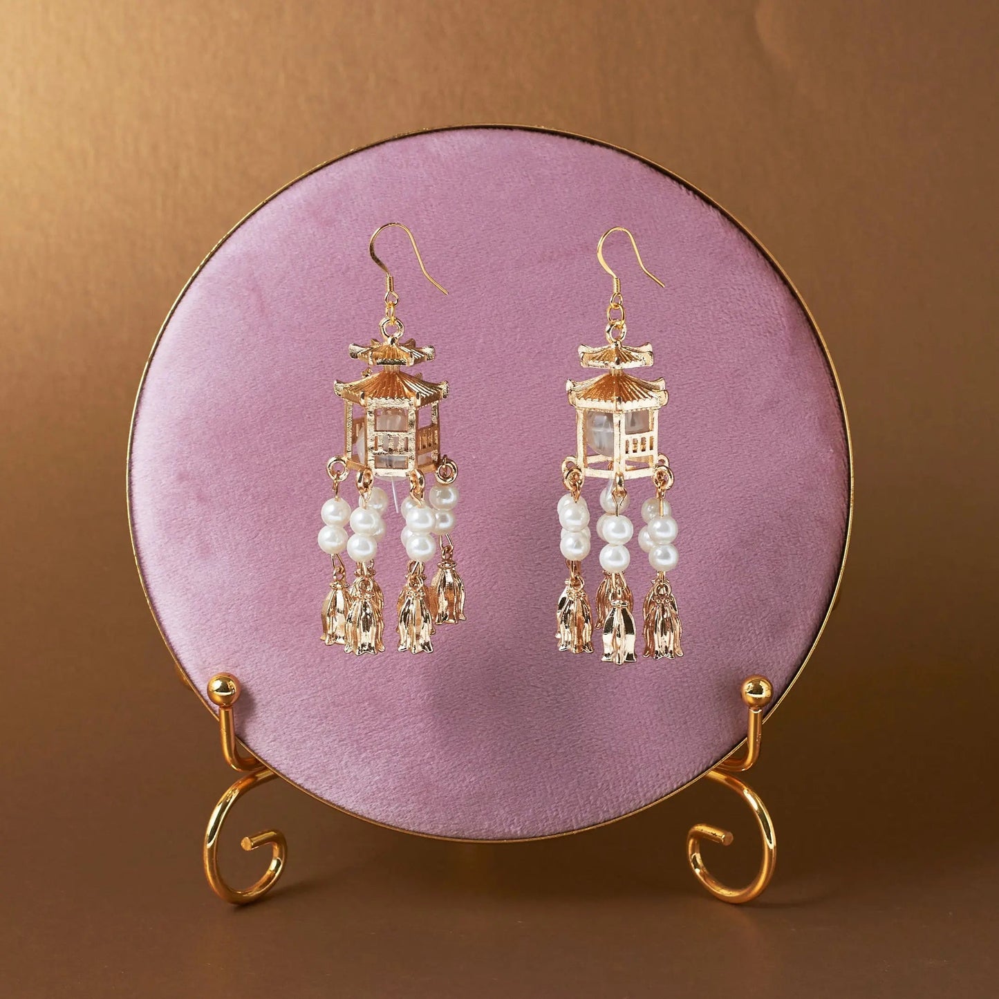 Lantern Pearl Led Earrings For Diwali Festival