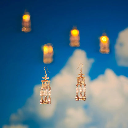 Lantern Pearl Led Earrings For Diwali Festival