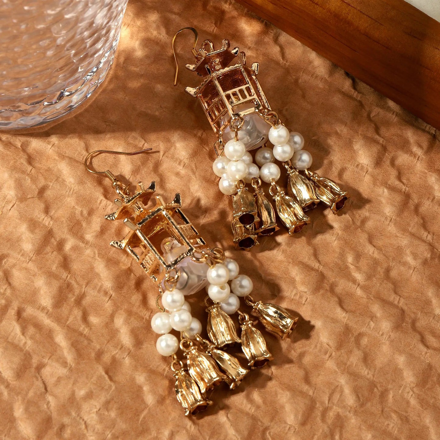 Lantern Pearl Led Earrings For Diwali Festival