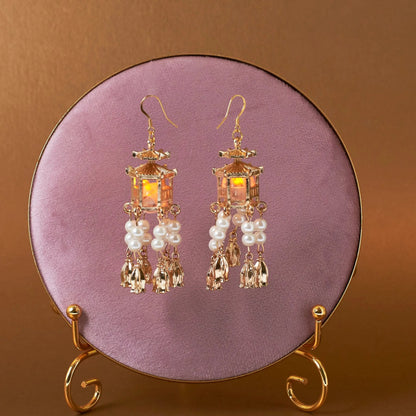 Lantern Pearl Led Earrings For Diwali Festival